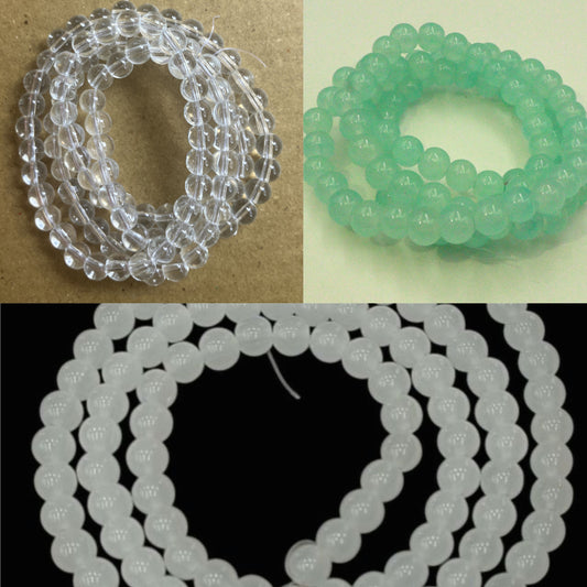 Crystal Glass Beads Kit, Clear, Mint Green and Complementary Round Beads, DIY Jewelry Making Supplies (Pack of 300 beads 100 beads each color)
