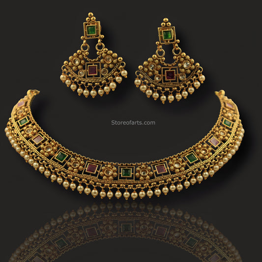 Exquisite Elegance: Traditional Temple Jewelry Necklace Sets