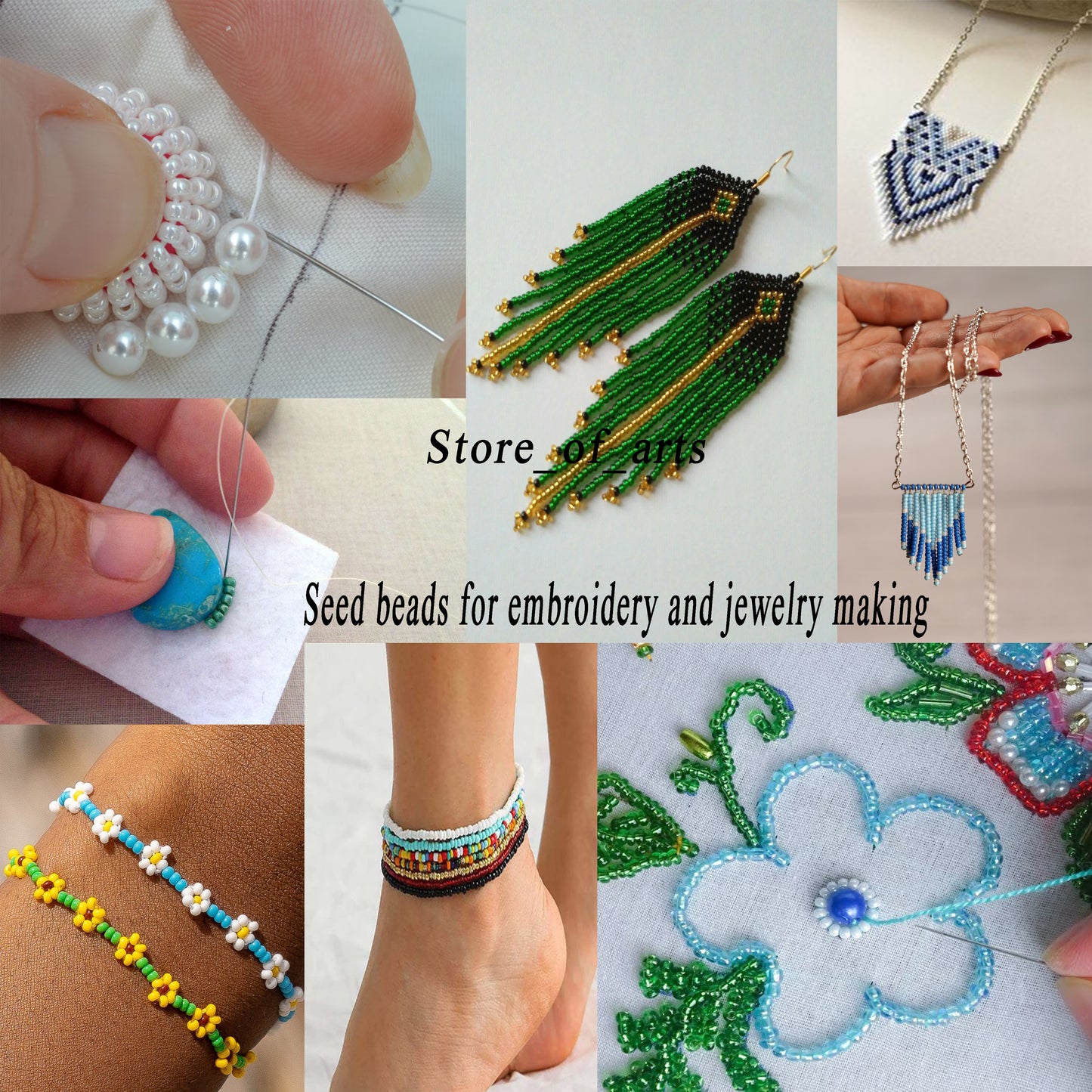 Seed beads kit of 2mm (11/0) and 6mm pearl beads for Jewelry making, D –  Storeofarts (ppcreations)