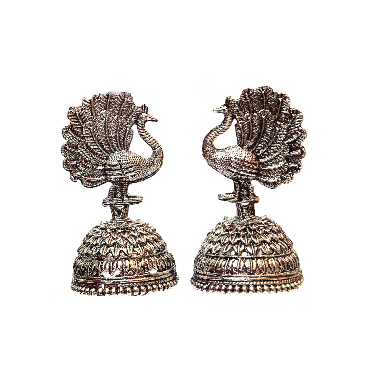 Store_of_arts Oxidized peacock jhumki earrings for women
