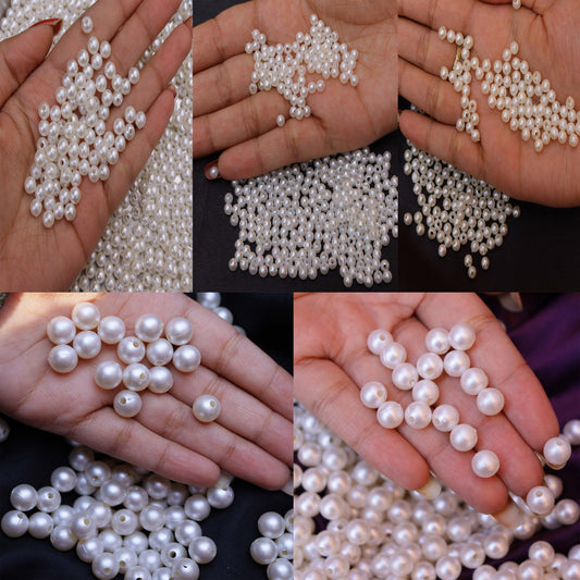 Pearl beads combo of 4mm, 5mm, 6mm, 8mm and 10mm (each pack contains 500 pcs) Total 2500pcs