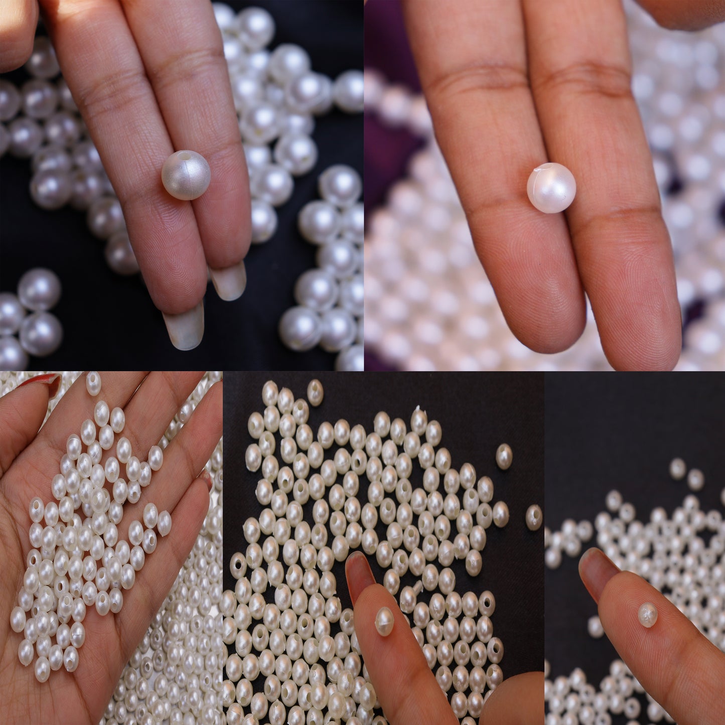 Pearl beads combo of 4mm, 5mm, 6mm, 8mm and 10mm (each pack contains 500 pcs) Total 2500pcs